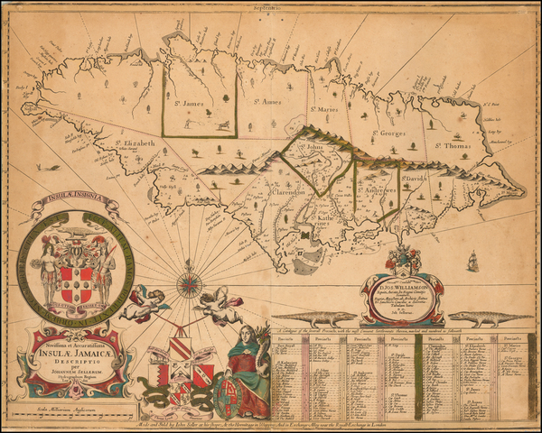 96-Jamaica Map By John Seller