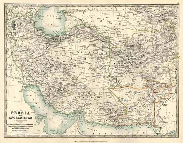 6-Asia, Central Asia & Caucasus and Middle East Map By W. & A.K. Johnston