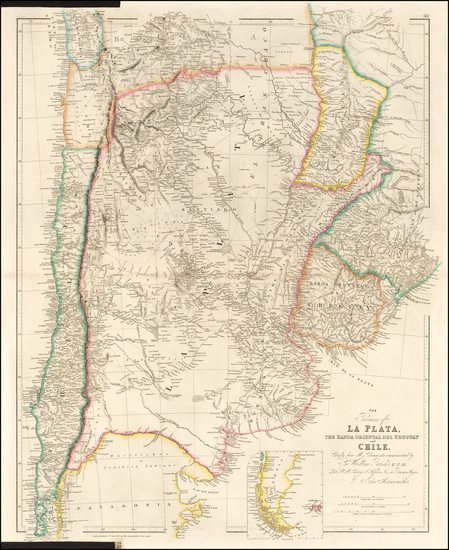 2-Argentina, Chile, Paraguay & Bolivia and Uruguay Map By John Arrowsmith