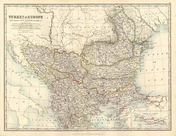 29-Europe, Romania, Balkans, Turkey and Greece Map By W. & A.K. Johnston