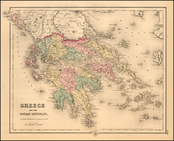 85-Greece Map By Joseph Hutchins Colton