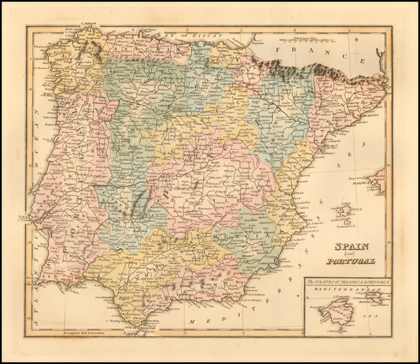 93-Spain, Portugal and Balearic Islands Map By Fielding Lucas Jr.