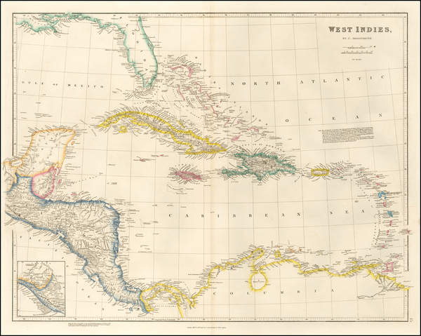 96-Florida, Caribbean and Central America Map By John Arrowsmith