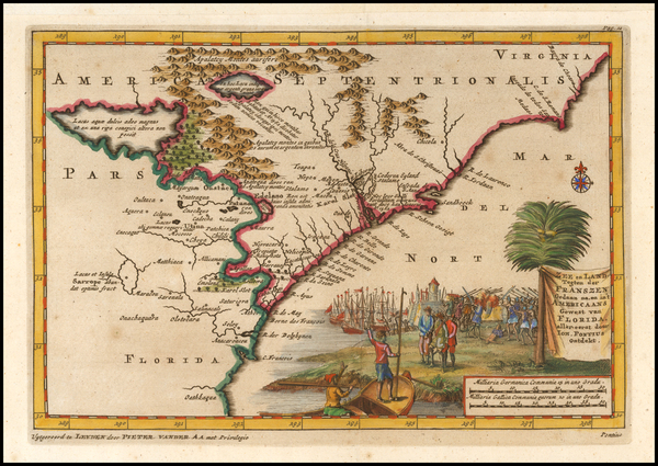 98-Southeast, Virginia, North Carolina and South Carolina Map By Pieter van der Aa