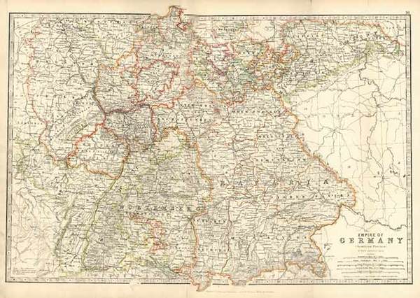 90-Europe and Germany Map By W. & A.K. Johnston