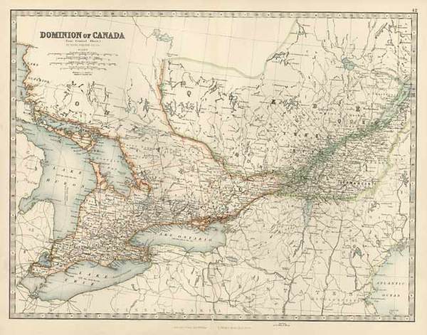 36-Midwest and Canada Map By W. & A.K. Johnston