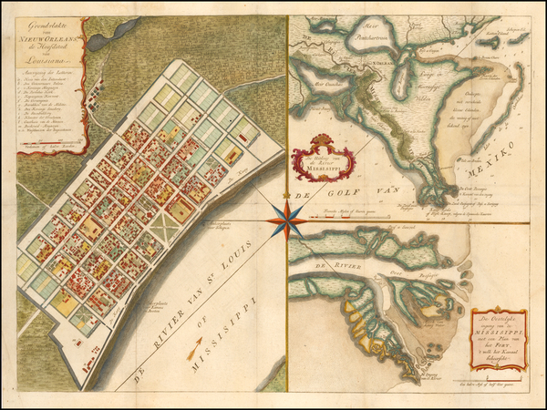 45-South and Louisiana Map By Isaak Tirion