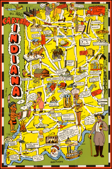 64-Indiana and Pictorial Maps Map By Bill Skacel