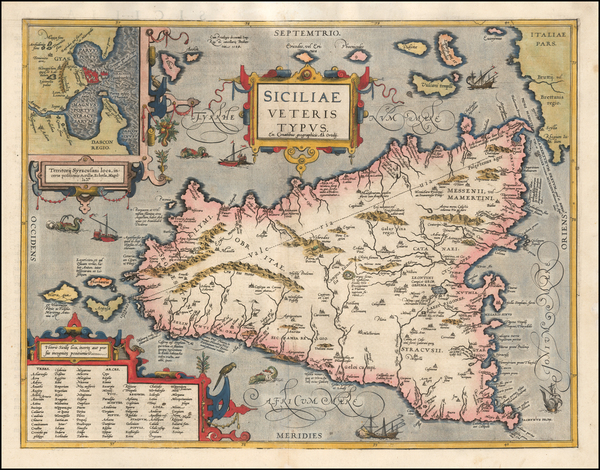 91-Sicily Map By Abraham Ortelius