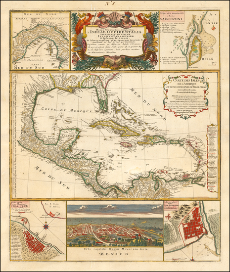 68-Florida, Mexico, Caribbean and Central America Map By Homann Heirs