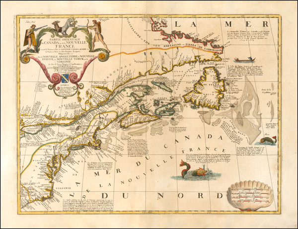 37-New England, Mid-Atlantic, Southeast and Canada Map By Vincenzo Maria Coronelli / Jean-Baptiste