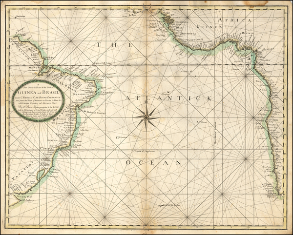 85-Atlantic Ocean, Brazil and West Africa Map By Charles Price