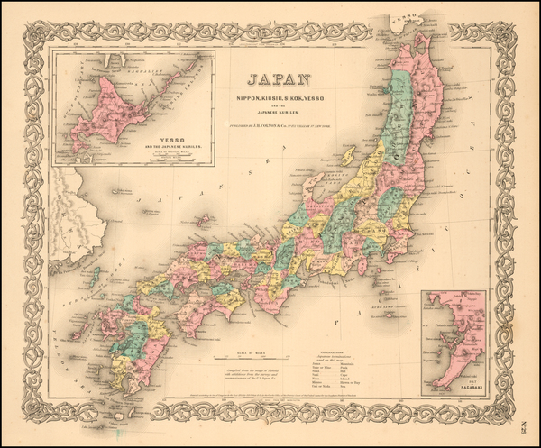 76-Japan Map By Joseph Hutchins Colton