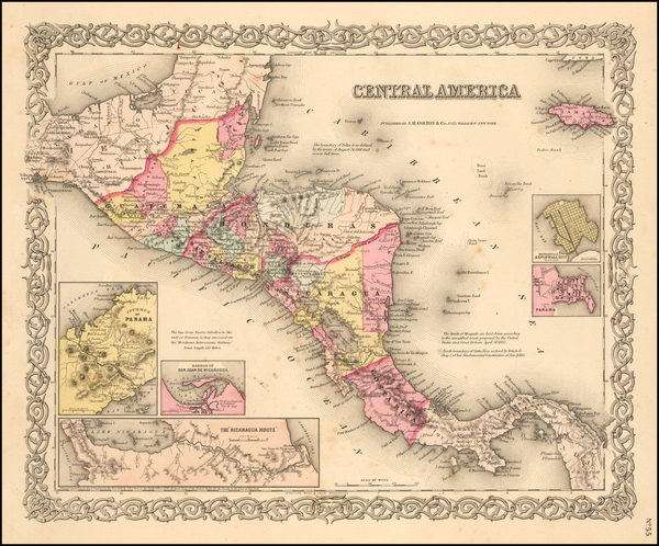 92-Central America Map By Joseph Hutchins Colton