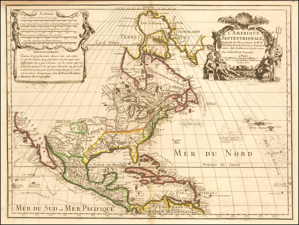 46-North America Map By Guillaume De L'Isle