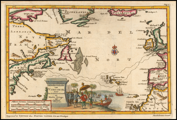 60-Atlantic Ocean, New England and Mid-Atlantic Map By Pieter van der Aa