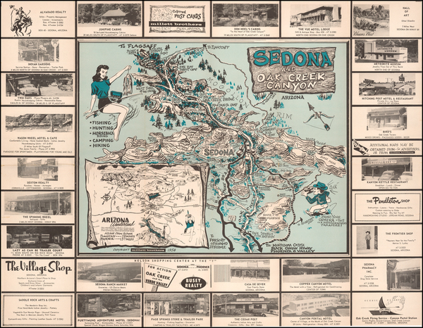 12-Arizona and Pictorial Maps Map By Millett Brothers