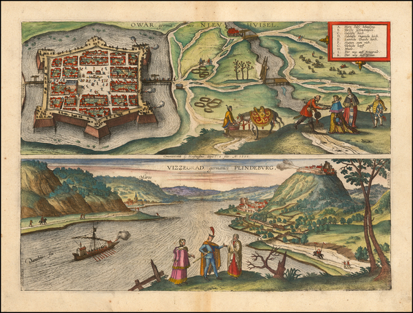 38-Hungary and Czech Republic & Slovakia Map By Georg Braun  &  Frans Hogenberg