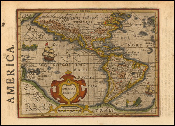 56-Western Hemisphere and America Map By Jodocus Hondius -  Gerard Mercator