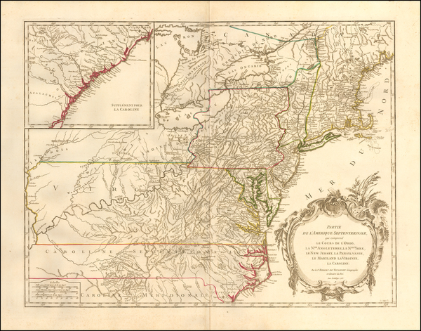 67-New England, New York State, Mid-Atlantic and Southeast Map By Didier Robert de Vaugondy