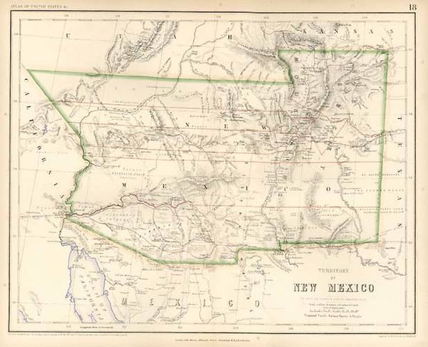 43-Southwest, Rocky Mountains and California Map By Henry Darwin Rogers  &  Alexander Keith Jo