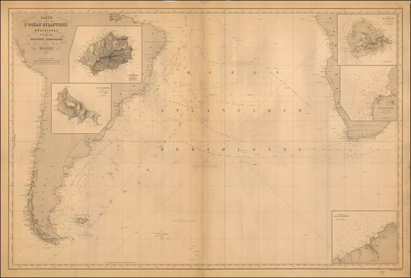 70-Atlantic Ocean and South America Map By Aime Robiquet