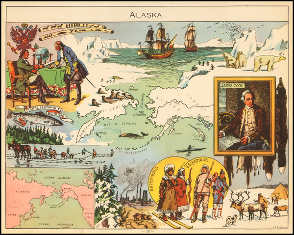 40-Alaska and Pictorial Maps Map By Joseph Porphyre Pinchon
