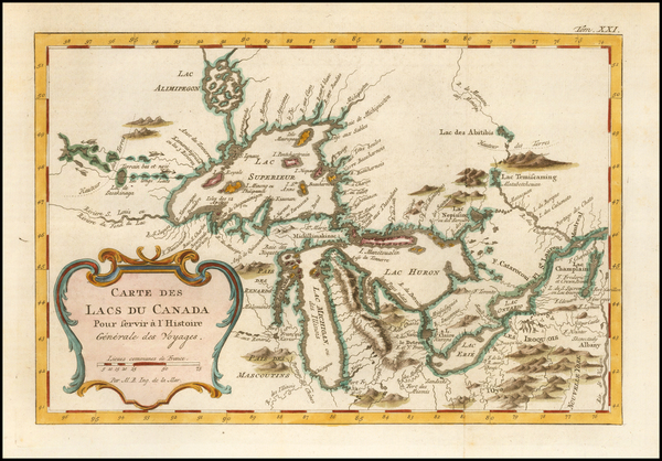 9-Midwest and Canada Map By Jacques Nicolas Bellin