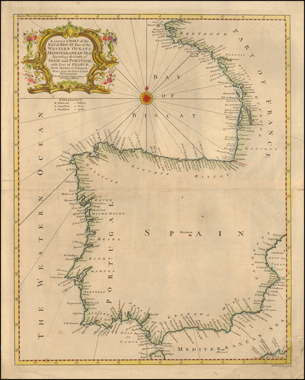 42-France and Spain Map By Emanuel Bowen