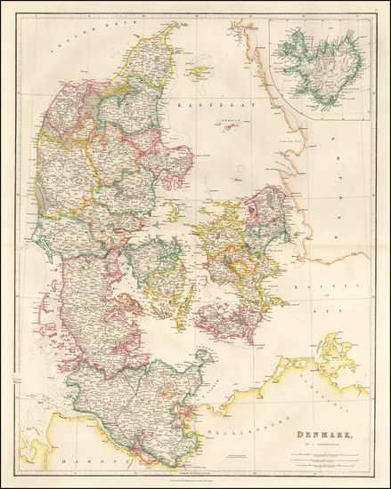 60-Denmark Map By John Arrowsmith