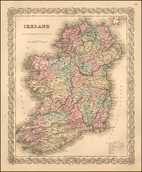 36-Ireland Map By Joseph Hutchins Colton