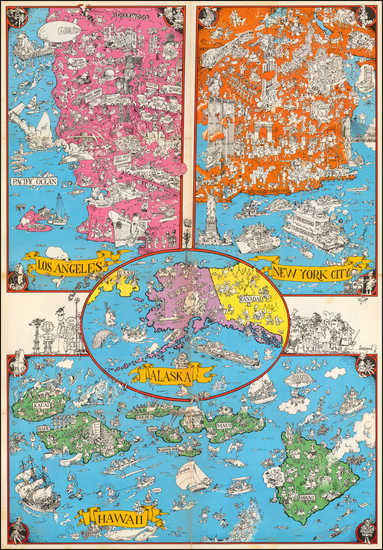 15-United States, New York City, Alaska, Hawaii, Hawaii, Pictorial Maps and Los Angeles Map By Ser