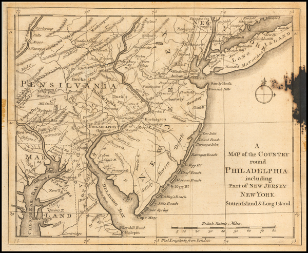 32-Mid-Atlantic, New Jersey and Pennsylvania Map By Gentleman's Magazine