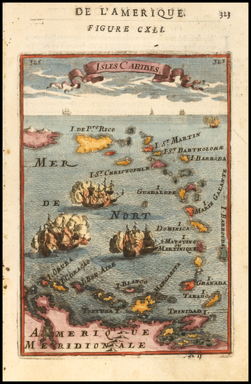 24-Caribbean and Puerto Rico Map By Alain Manesson Mallet