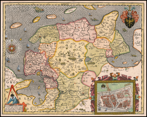 83-Netherlands Map By Petrus Kaerius