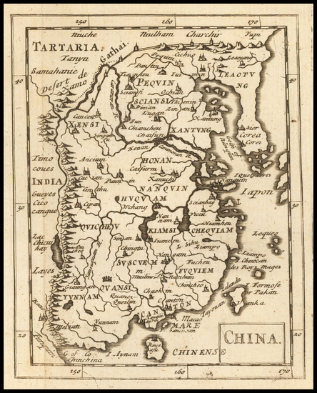 34-China and Korea Map By Sir Jonas Moore