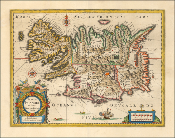 78-Iceland Map By Willem Janszoon Blaeu