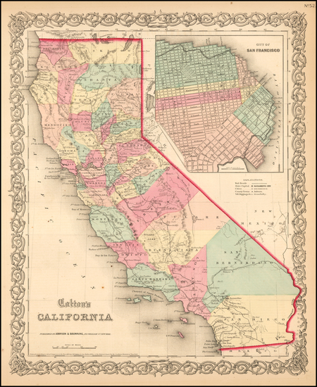 20-California and San Francisco & Bay Area Map By Joseph Hutchins Colton