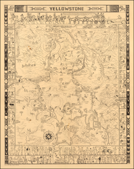 15-Rocky Mountains, Wyoming and Pictorial Maps Map By Jo Mora