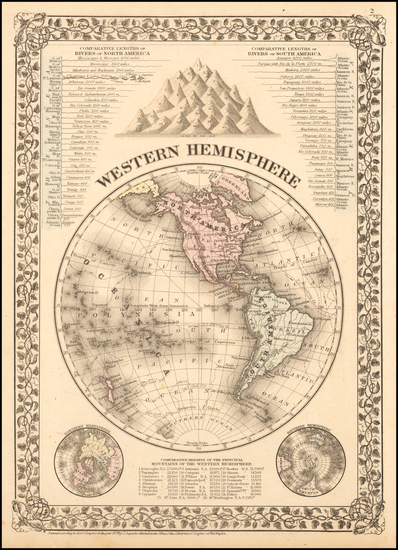 87-Western Hemisphere Map By Samuel Augustus Mitchell Jr.