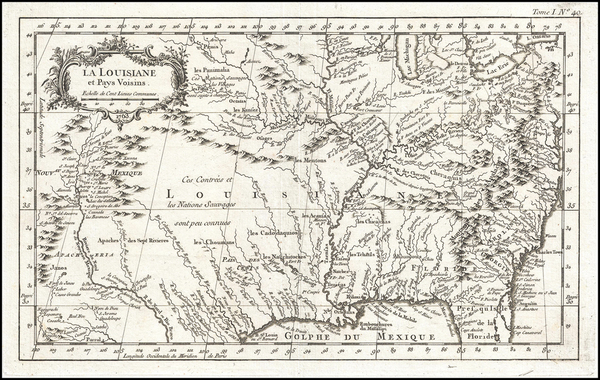 88-South, Southeast, Midwest and Southwest Map By Jacques Nicolas Bellin