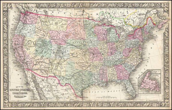 24-United States, North Dakota, South Dakota and Wyoming Map By Samuel Augustus Mitchell Jr.