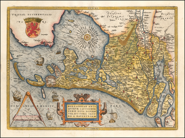 93-Netherlands Map By Abraham Ortelius