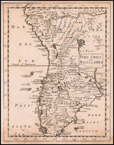 30-Argentina, Chile and Peru & Ecuador Map By Sir Jonas Moore