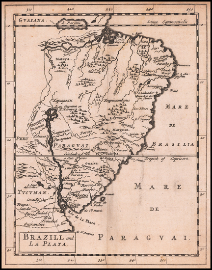 97-Argentina, Brazil and Paraguay & Bolivia Map By Sir Jonas Moore