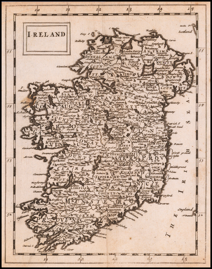 87-Ireland Map By Sir Jonas Moore