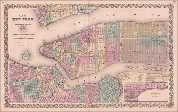 19-New York City Map By Joseph Hutchins Colton