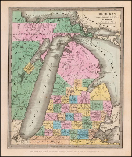 55-Michigan Map By David Hugh Burr