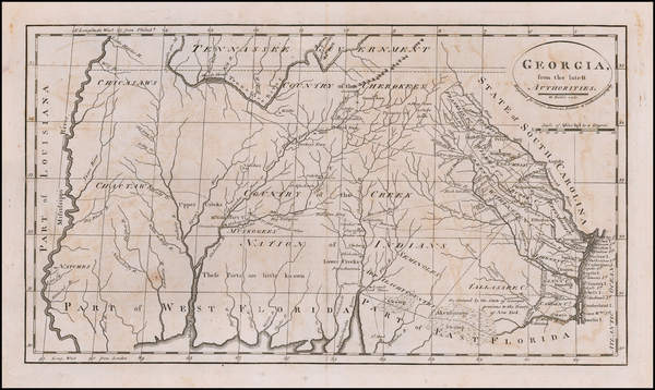 64-South, Alabama, Mississippi, Southeast and Georgia Map By Mathew Carey