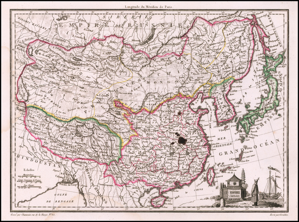 92-China, Japan and Korea Map By Conrad Malte-Brun